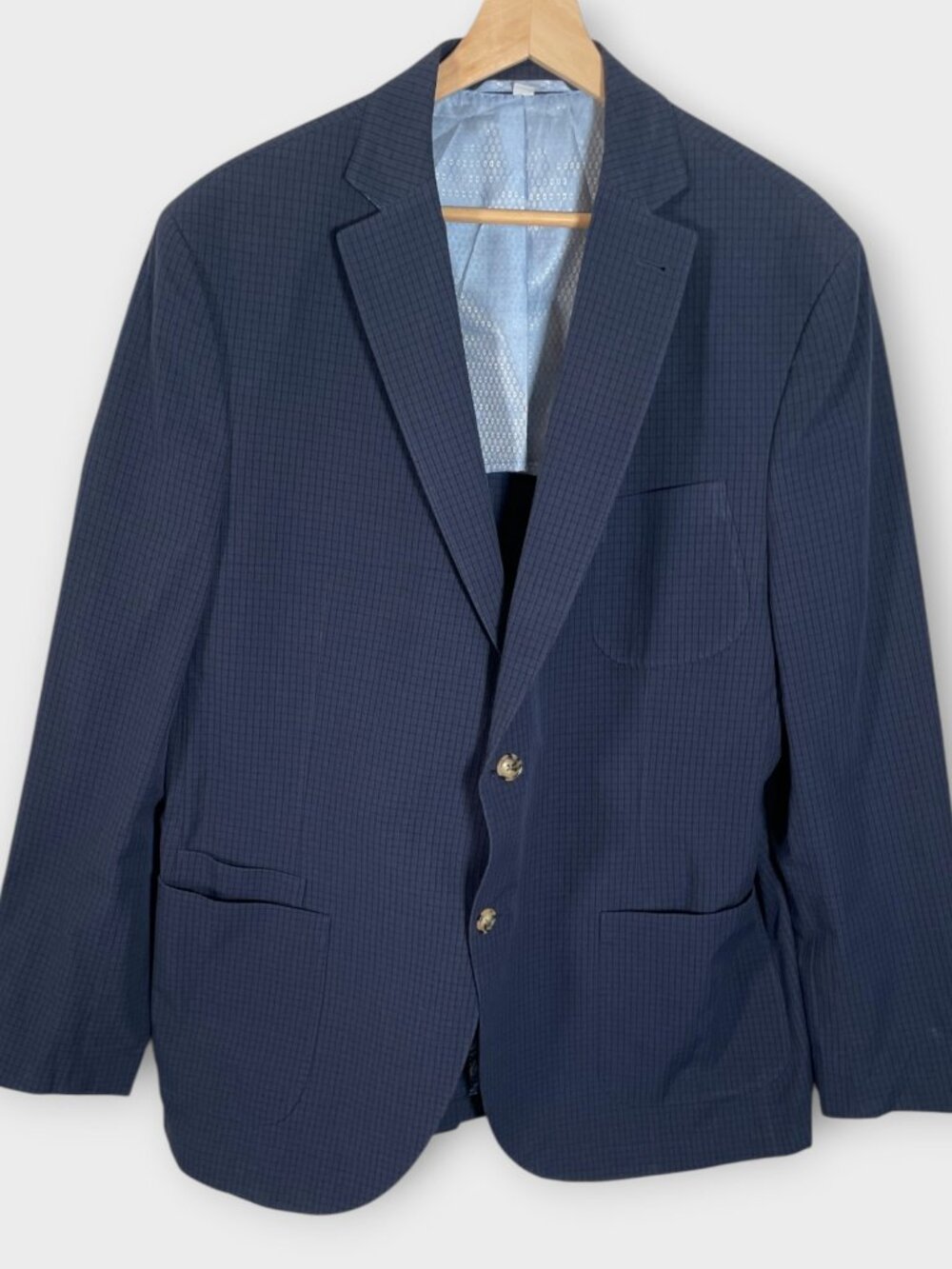 JKT New York Cotton Blazer Jacket Sport Coat 44L Blue Lightweight